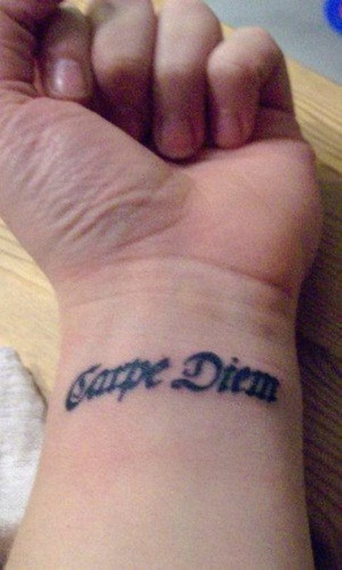 Black Word Tattoo On Wrist 