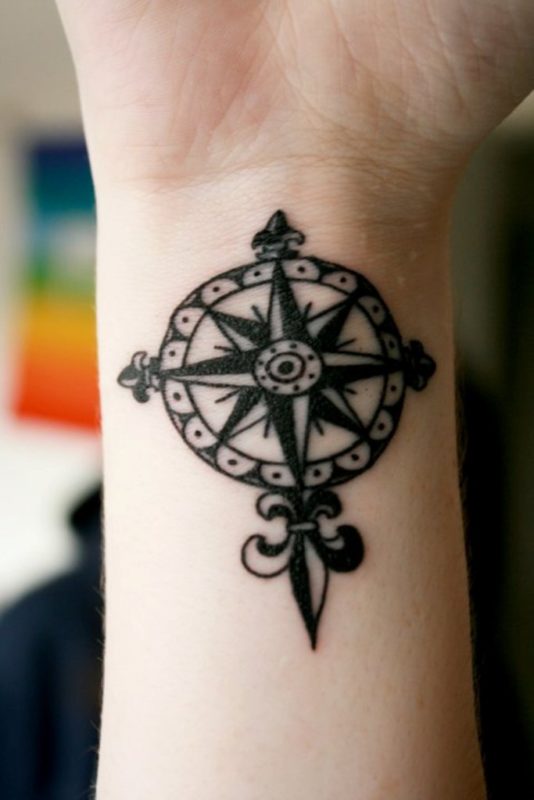 Black compass Tattoo