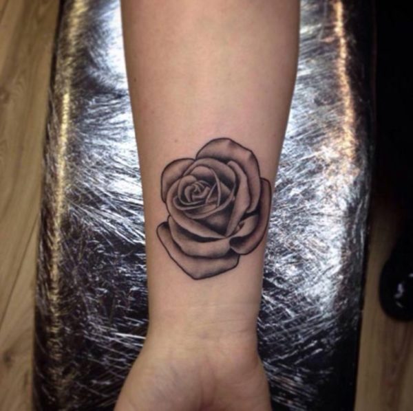 Blackwork Rose Tattoo on Wrist