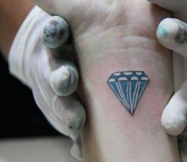 Blue Diamond Tattoo For Wrist