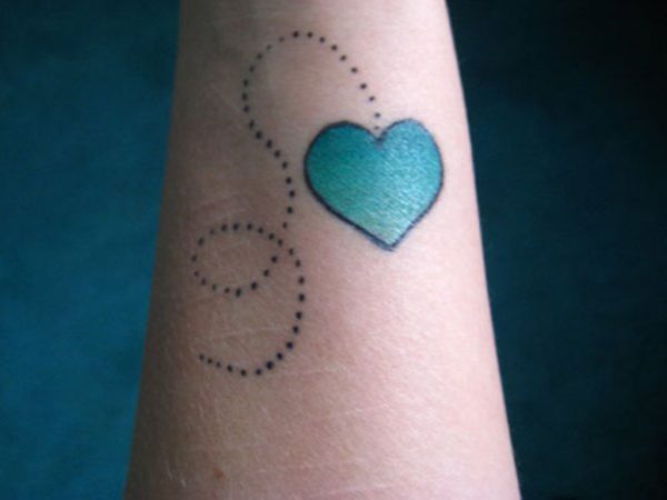 Blue Heart Tattoo On Wrist