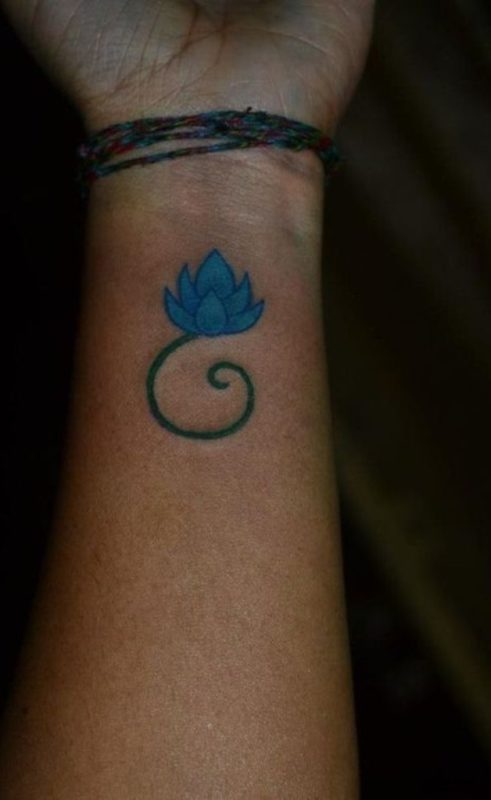 Blue Lotus Tattoo On Wrist