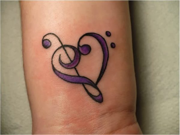 Blue Musical Heart Tattoo