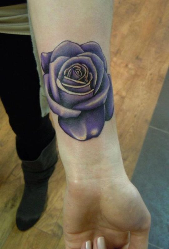 Blue Rose Tattoo On Wrist