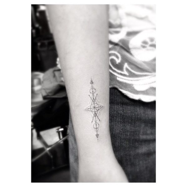 Both Side Arrow Geometric Tattoo