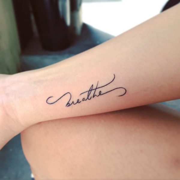 Breathe Letter Tattoo On Wrist