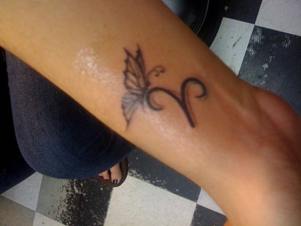 Butterfly And Aries Tattoo