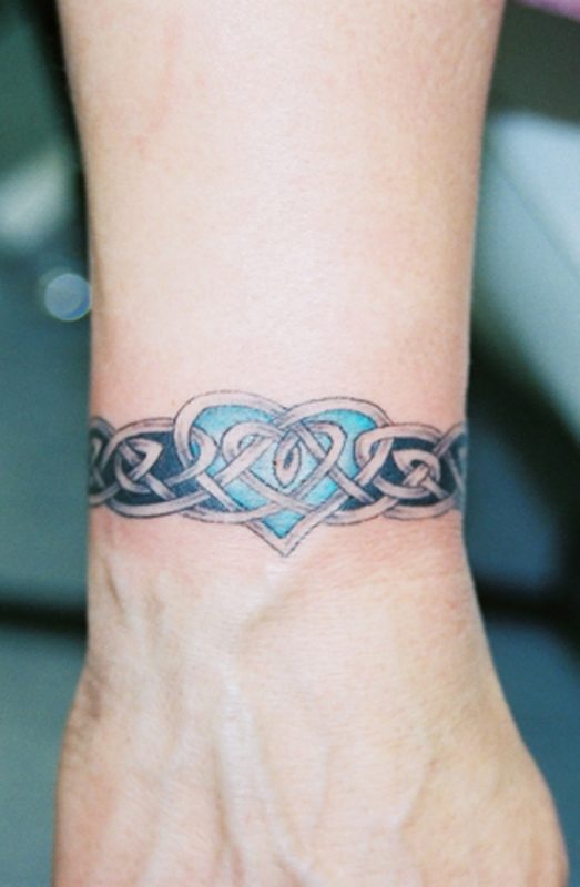 Celtic Wrist Band With Heart Tattoo