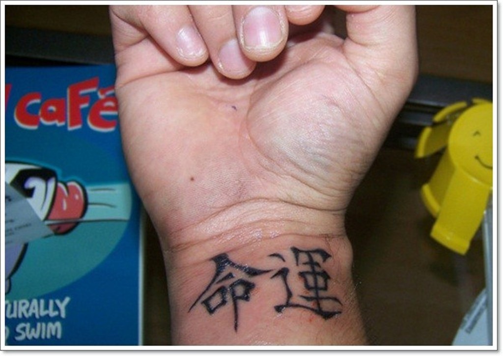 Chinese Word Tattoo Design On Wrist