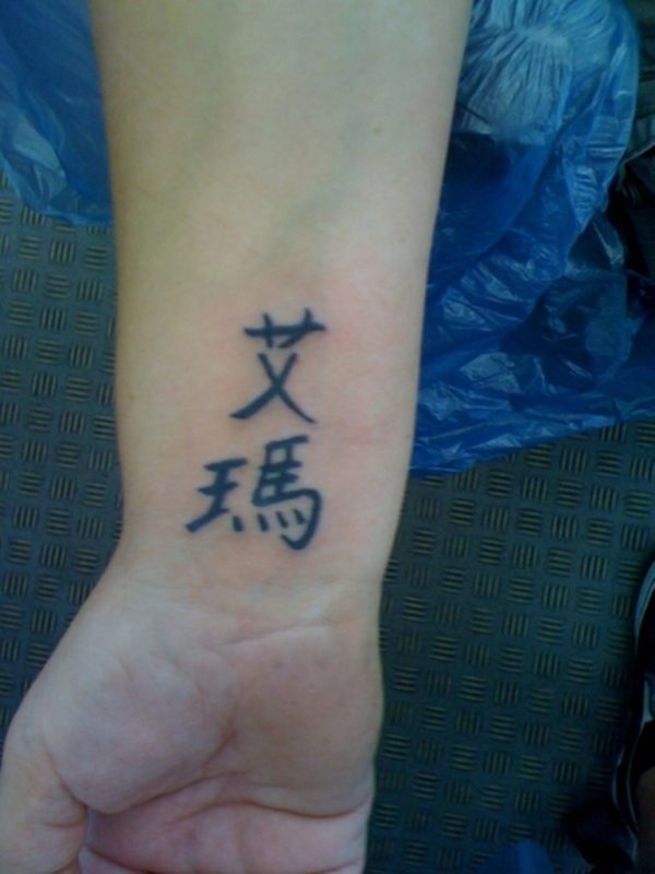 Chinese Words Tattoo On Wrist
