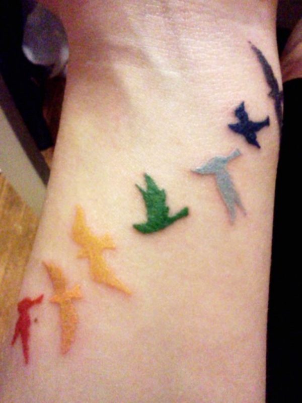 Colored Birds Tattoo