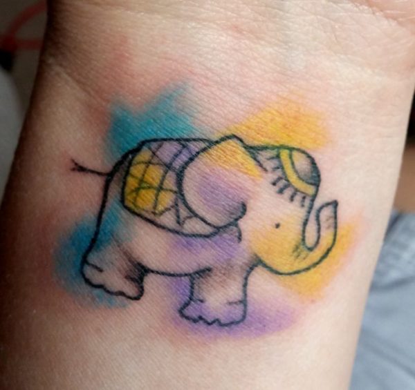 Colored Elephant Tattoo