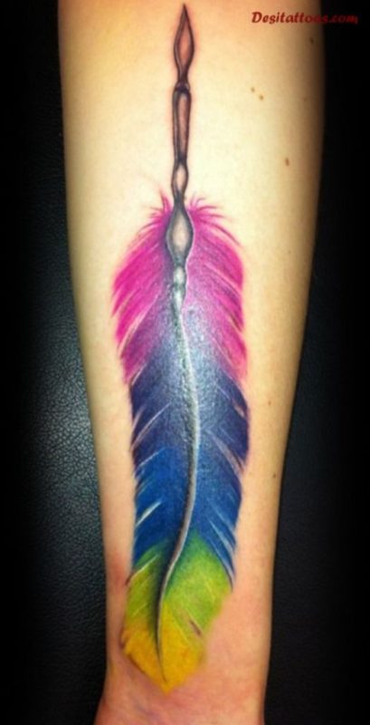 Colored Feather Tattoo