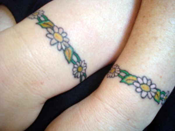Colored Flower Band Tattoo