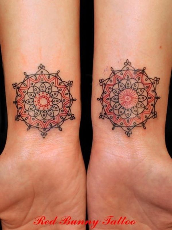 Colored Mandala Tattoo On Wrist