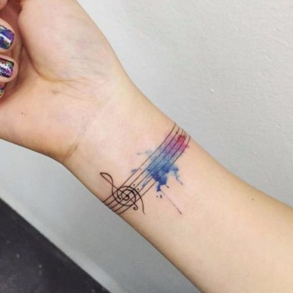 Colored Music Notes Tattoo 