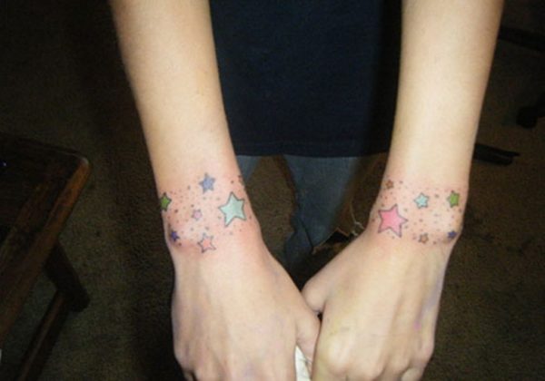 Colored Star Tattoo On Wrist