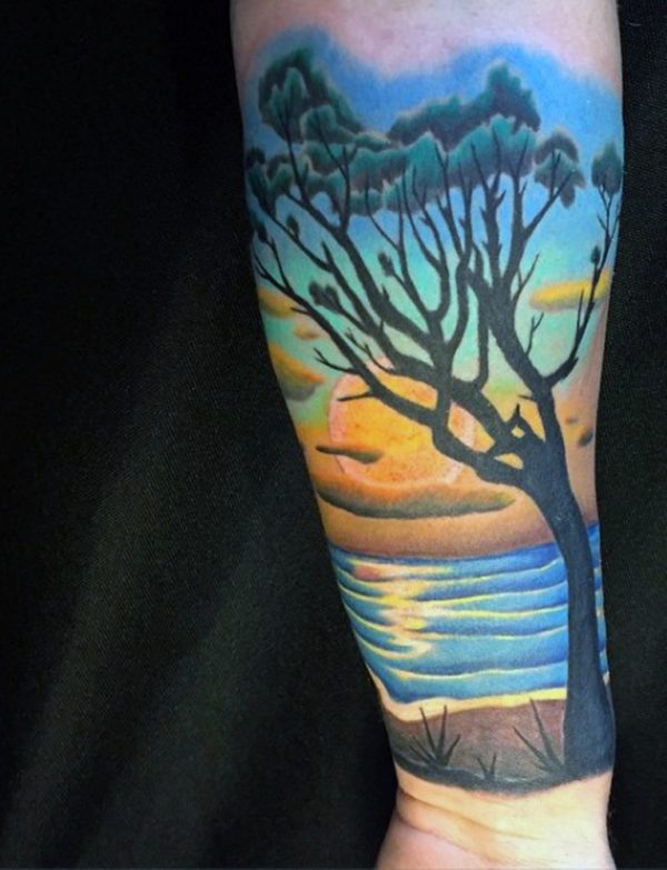 Colored Tree Tattoo 