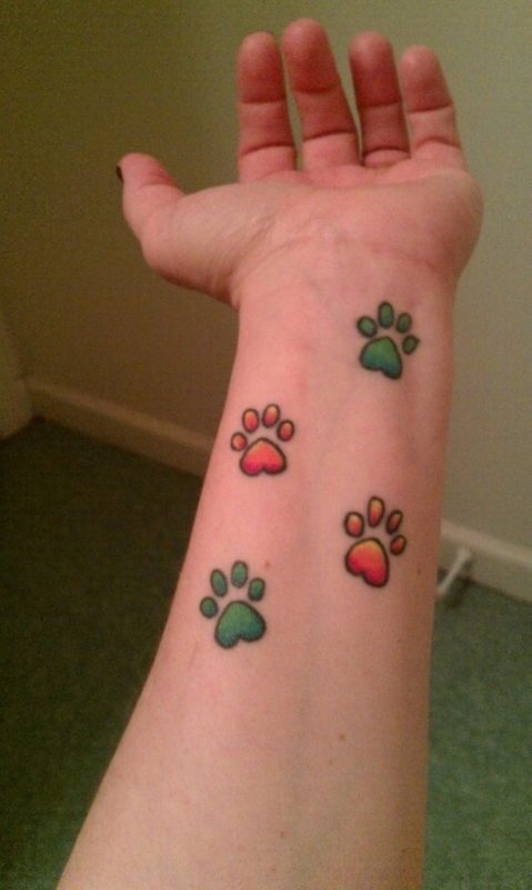 Colorful Paw Tattoo
