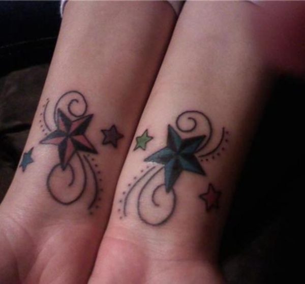Colorful Stars Tattoo On Wrist