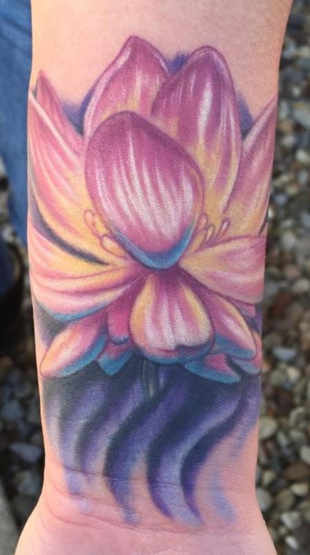 Colorful Flower Tattoo On Wrist