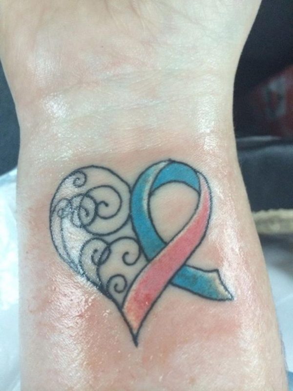 Colorful Heart Tattoo On Wrist