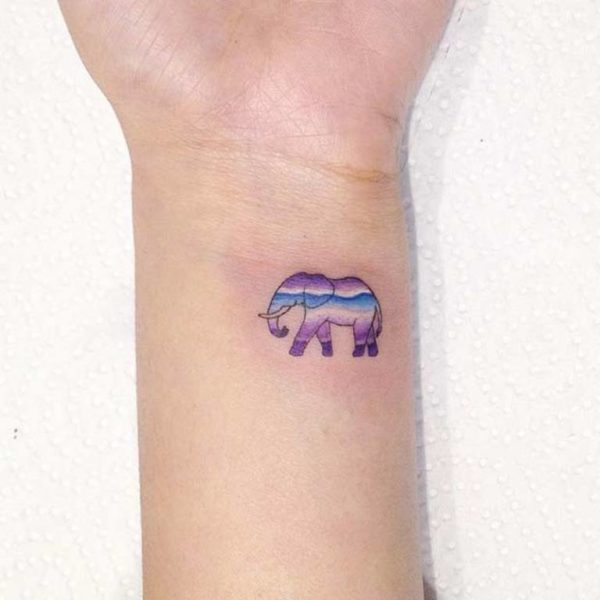 Colorful Small Elephant Tattoo