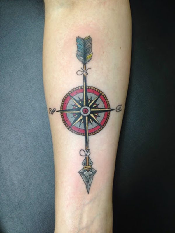 Compass Arrow Tattoo On Wrist