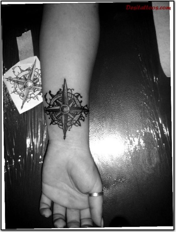 Compass Tattoo Design On Wrist