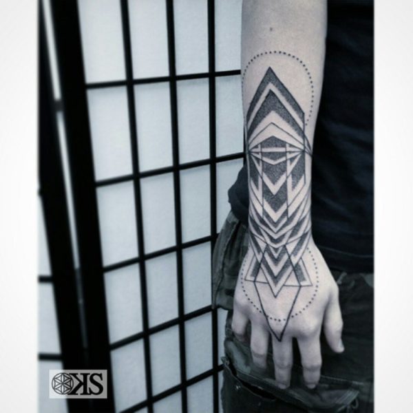 Cool Wrist Geometric Tattoo On Wrist