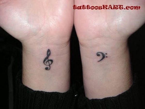 Couple Musical Notes Tattoo