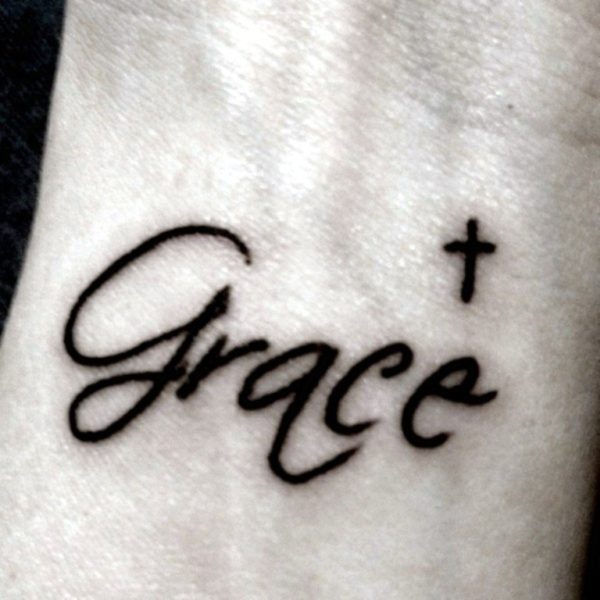Cross And Name Tattoo