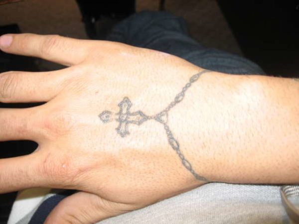 Cross Bracelet Tattoo On Wrist