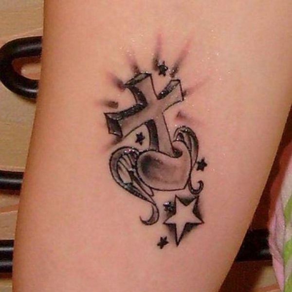 Cross Heart Tattoo 