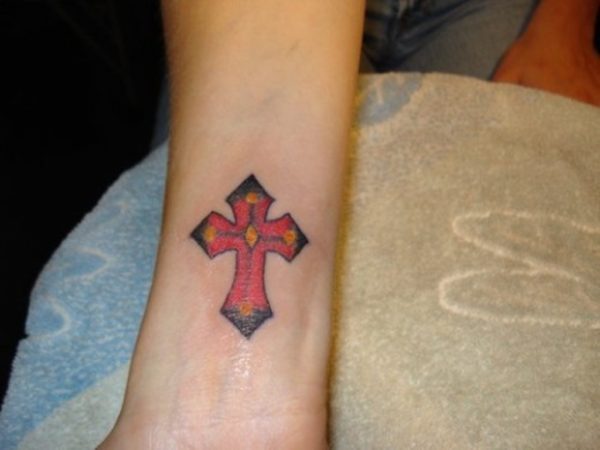 Cross Tattoo On Wrist