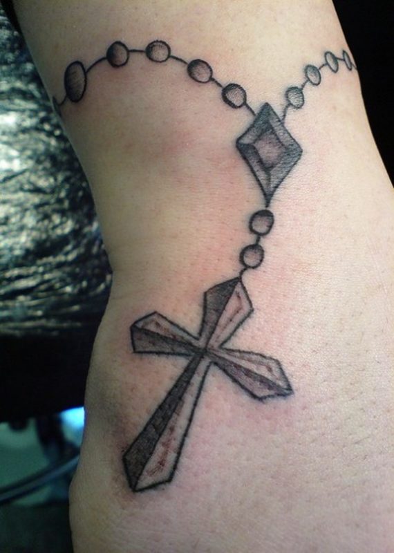 Cross With Rosary Tattoo