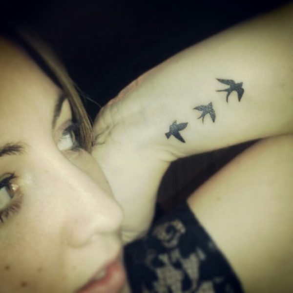 Cute Bird Tattoo On Wrist
