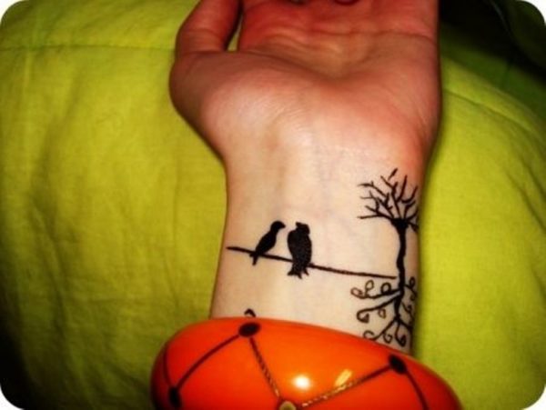 Cute Birds Tattoo On Wrist 