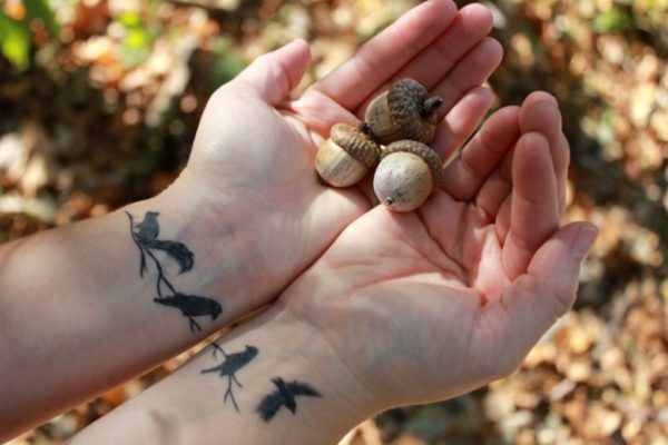 Cute Birds Tattoo  On Wrist 