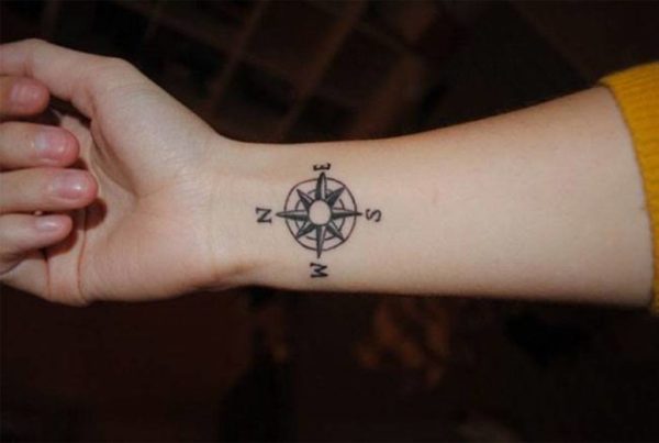 Cute Compass Tattoo On Wrist
