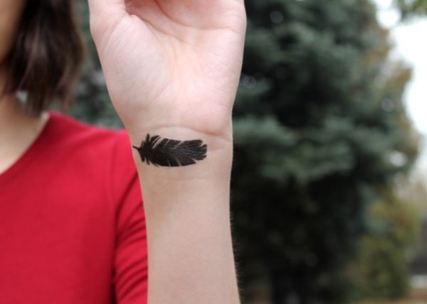 Cute Feather Tattoo For Wrist