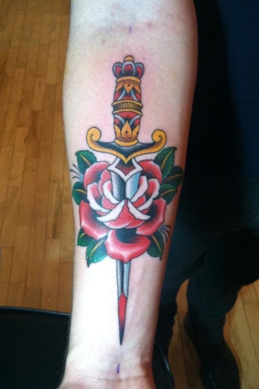 Dagger And Rose Tattoo