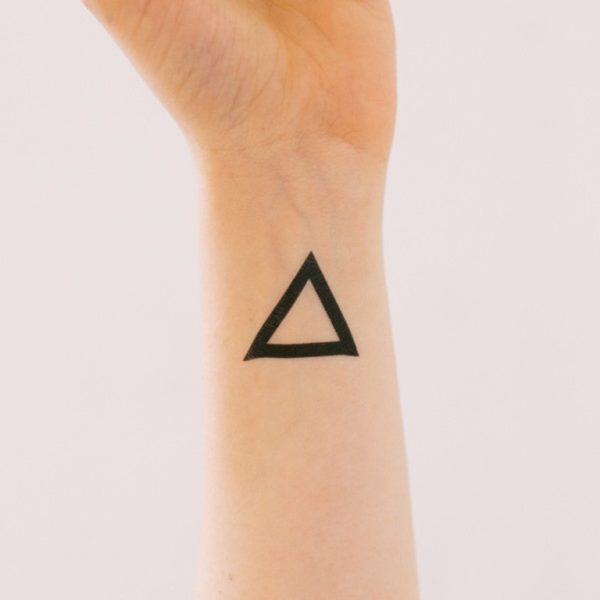 Dark Black Ink Geometric Tattoo On Wrist