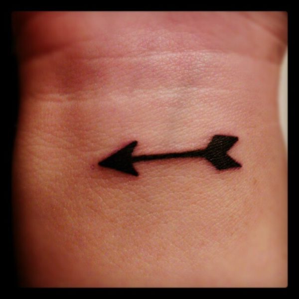 Dark Small Arrow Tattoo On Wrist