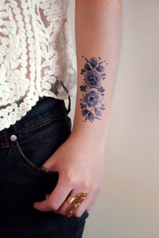 Delfts Blauw Flower Tattoo