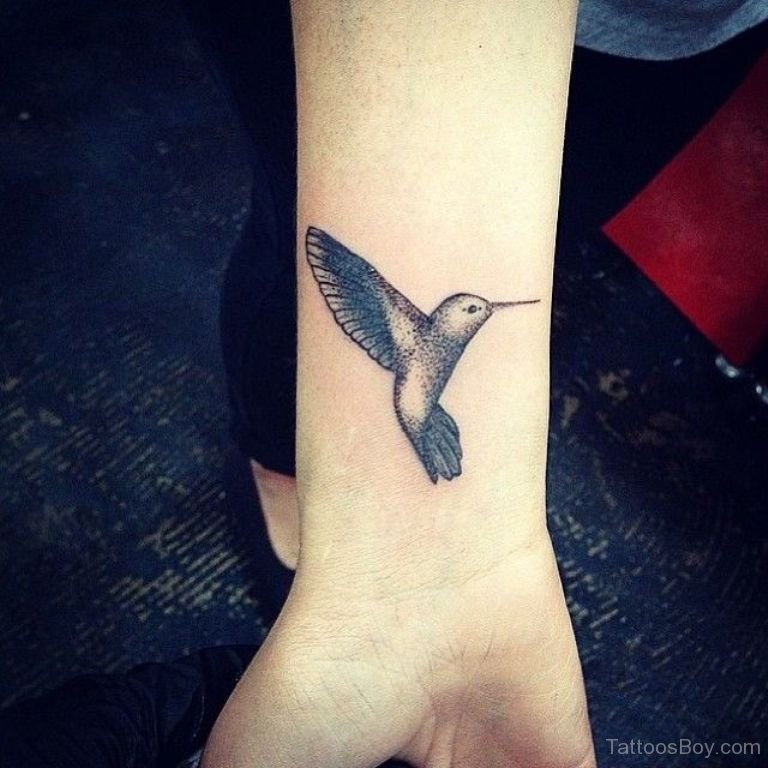 Elegant  Hummingbird Tattoo On Wrist