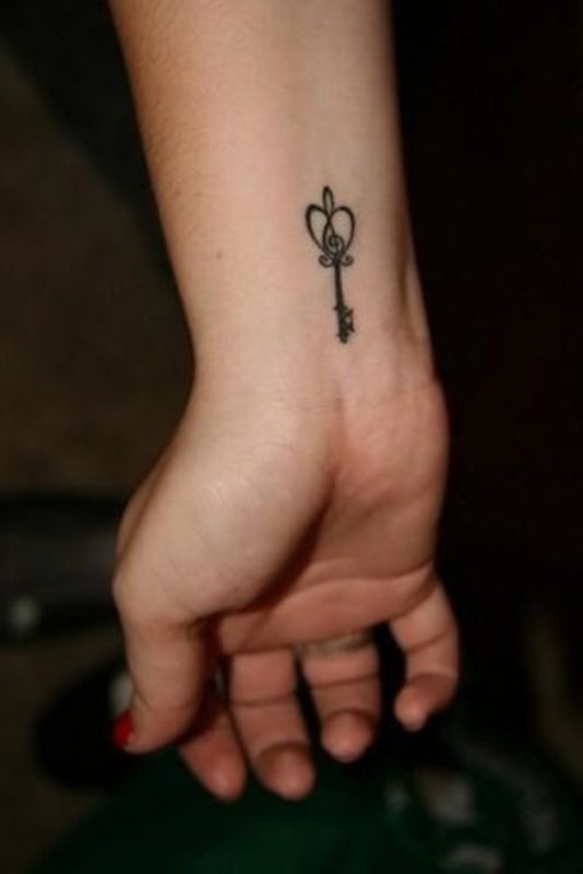 Elegant Key Tattoo On Wrist
