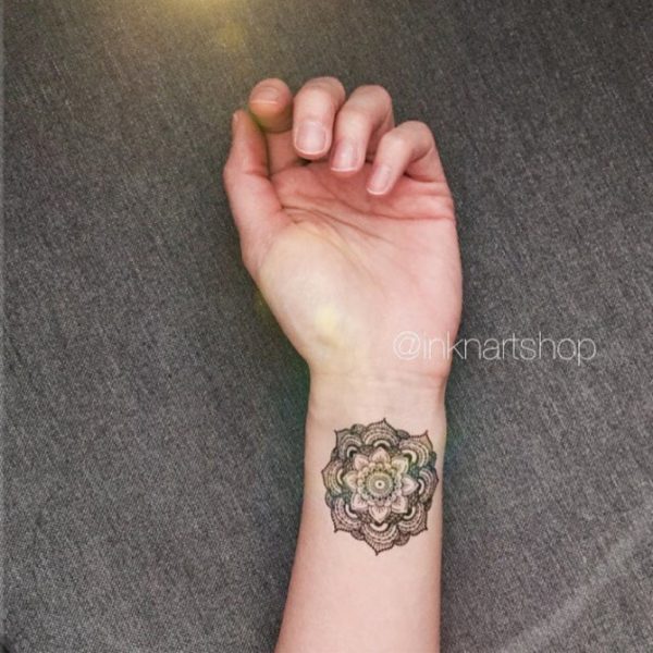 Elegant Mandala Tattoo On Wrist 