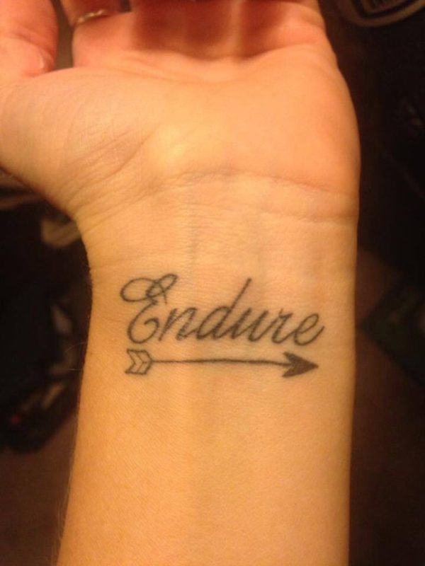 Endure Arrow Tattoo On Wrist