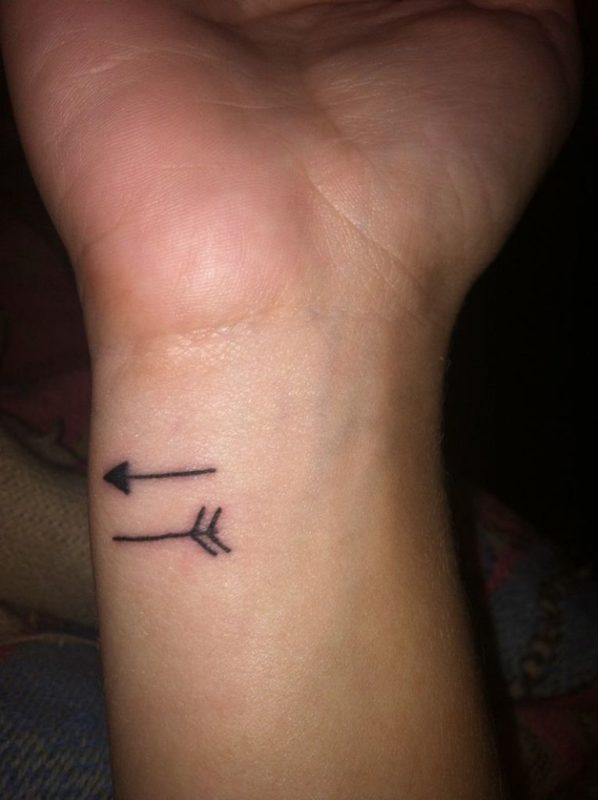 Equal Arrow Tattoo On Wrist